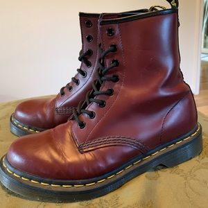 Maroon doc Dr. Martens combat boots
